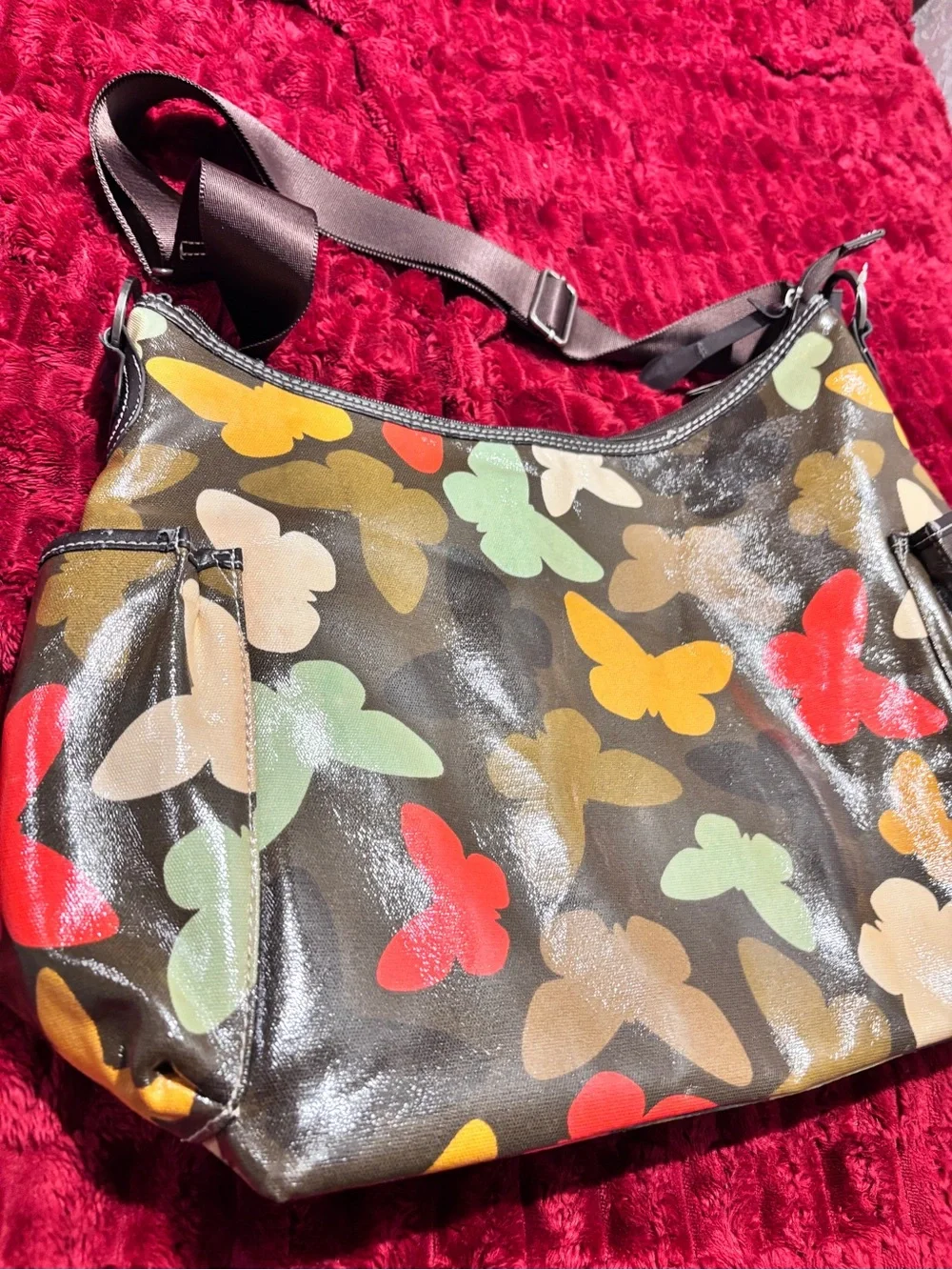 OiOi Australia Butterfly Print Diaper Bag 19x13 Multi Pockets In & Out Lined